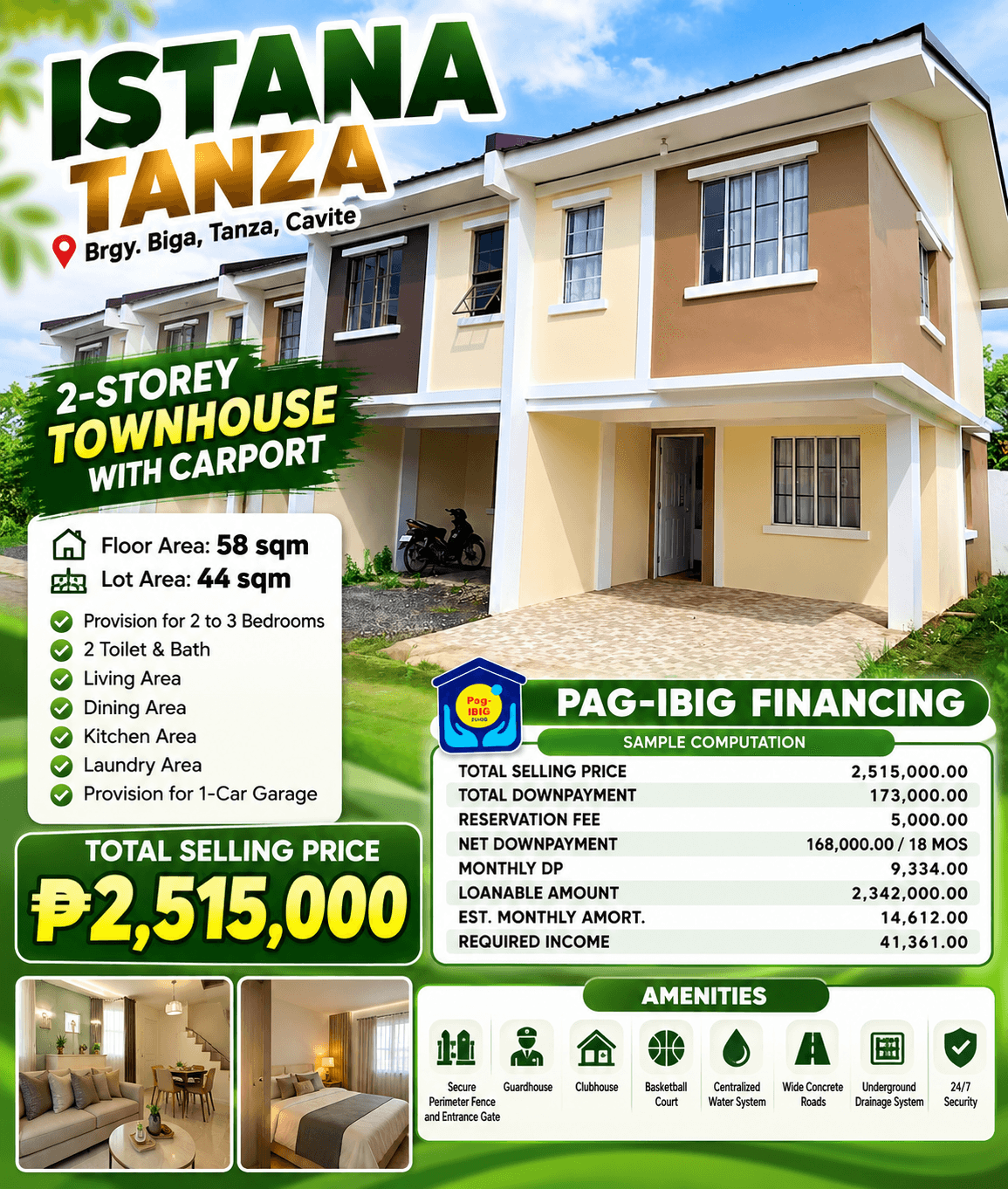 2-Storey Townhouse with Carport at Istana Tanza, Cavite