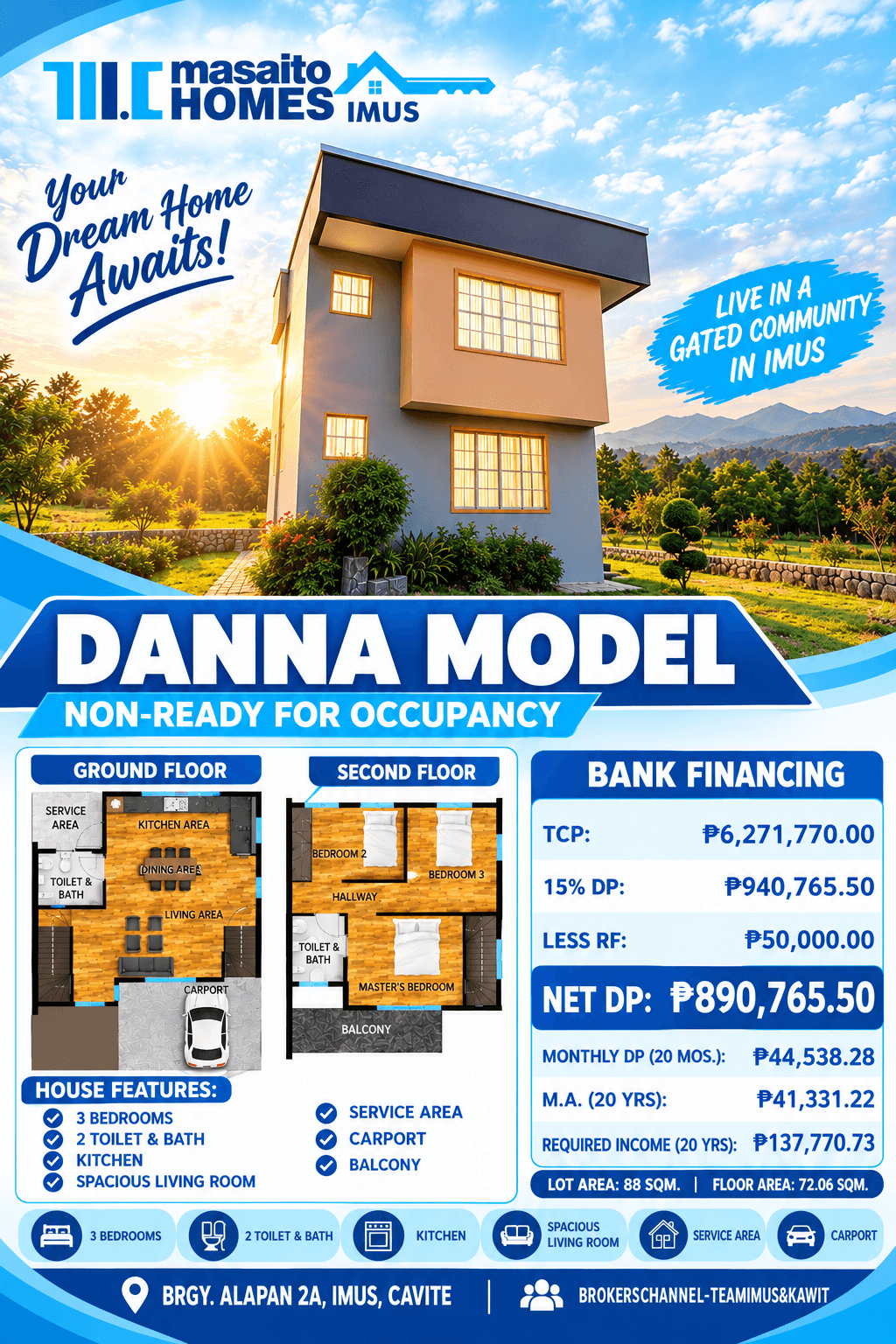 Danna Model 3-Bedroom House and Lot at Masaito Homes Imus